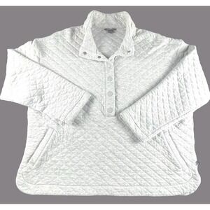 die Bauer Womens XXL Gray Quilted Pullover Snap Neck Sweatshirt Pockets Cozy Fun